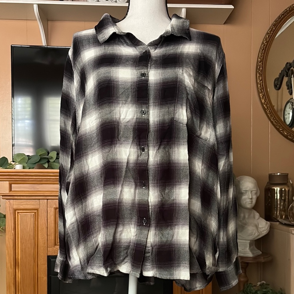 Plaid Black and White Shirt
